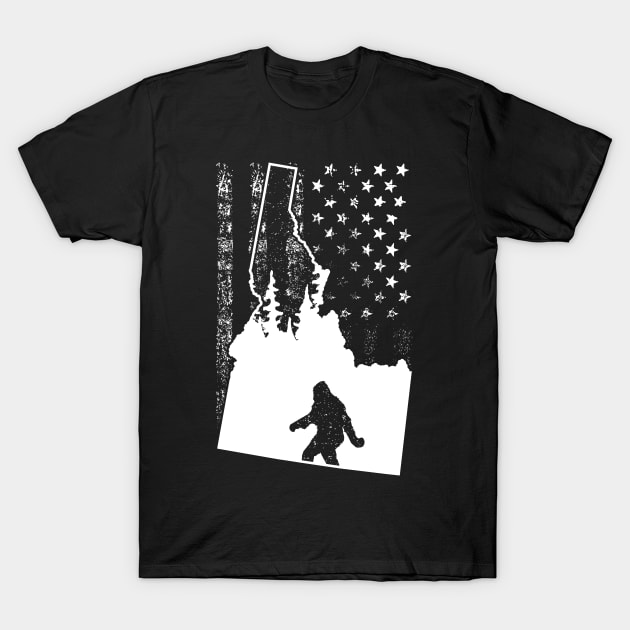 Idaho Bigfoot American Flag T-Shirt by Tesszero